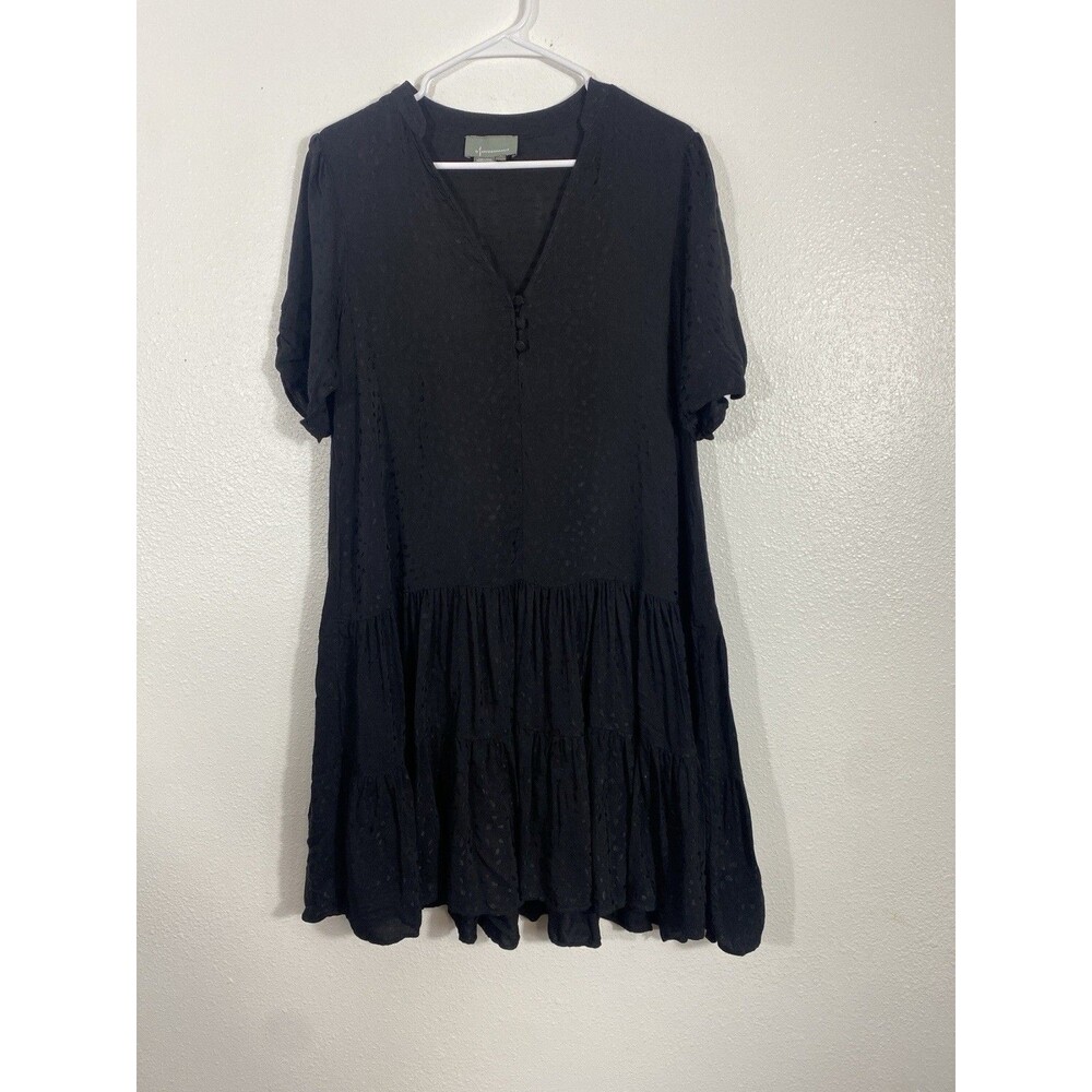 Maeve Anthropologie Sacha Jacquard Tiered Tunic Dress Size M Lined LBD Boho - Picture 5 of 16